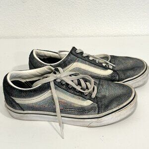 Vans Low Top Sneakers Skateboard Shoes Gray Shimmer Glitter Womens 6.5 or Mens 5